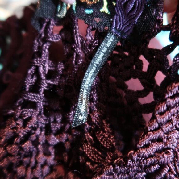 Free People Deep Purple Crochet Top Tunic/Dress M - Picture 5 of 12